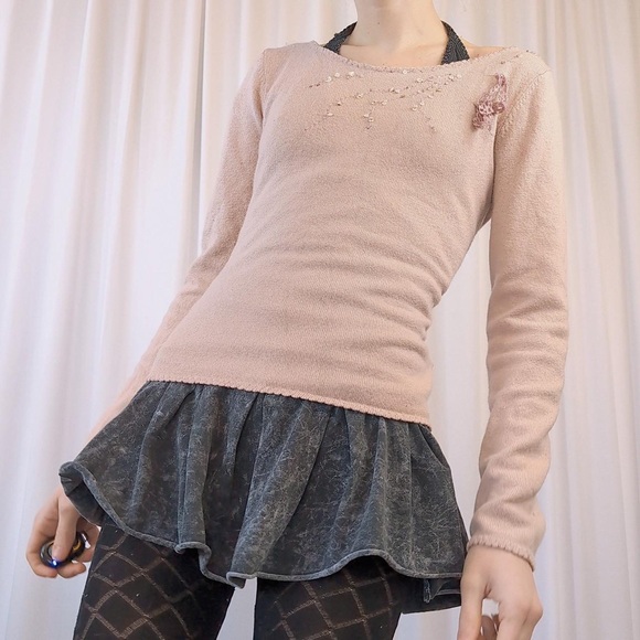 Pink Long Sleeve Top with Embellishments